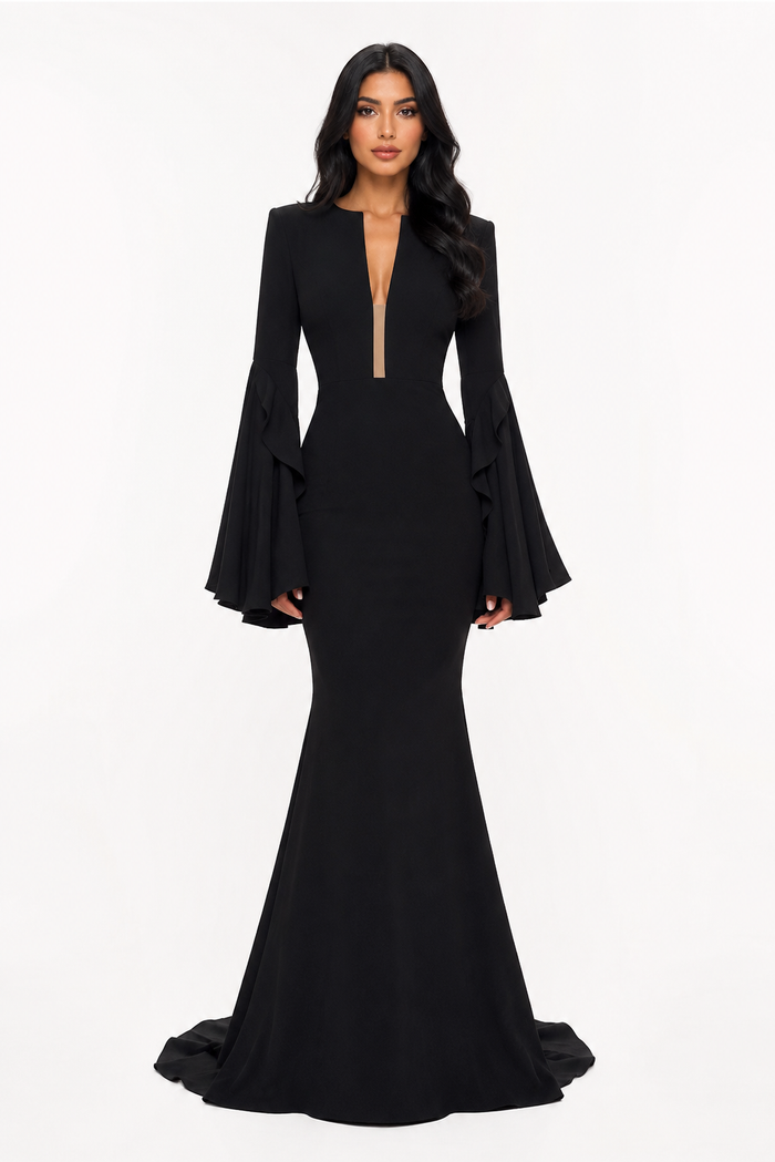 Noir Plunge Mermaid Dress – Eclipse