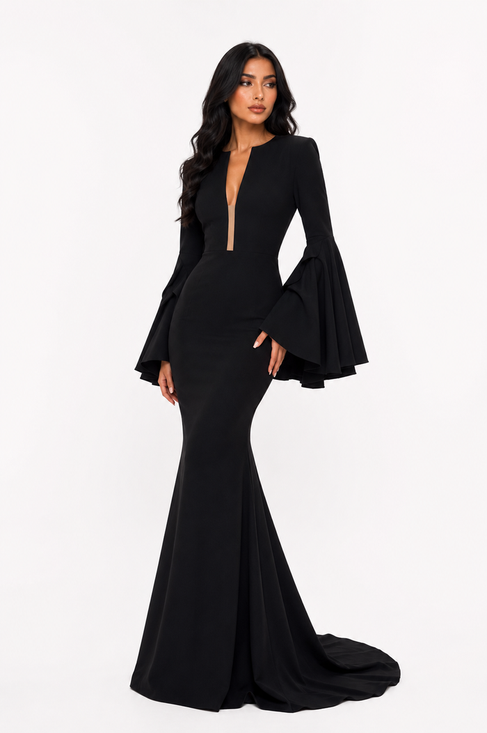 Noir Plunge Mermaid Dress – Eclipse