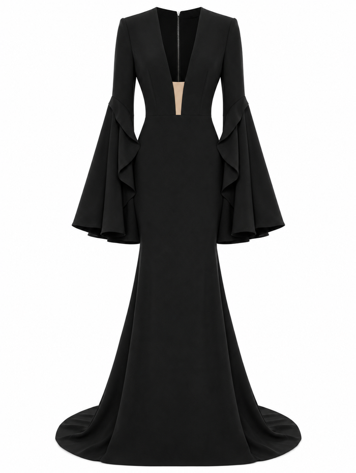 Noir Plunge Mermaid Dress – Eclipse