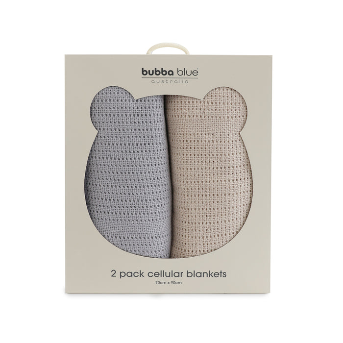 Nordic 2pk Cellular Blanket Grey/Sand - Bubba Blue Australia