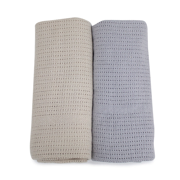 Nordic 2pk Cellular Blanket Grey/Sand - Bubba Blue Australia