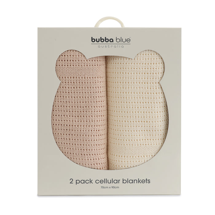 Nordic 2pk Cellular Blanket Vanilla/Latte - Bubba Blue Australia