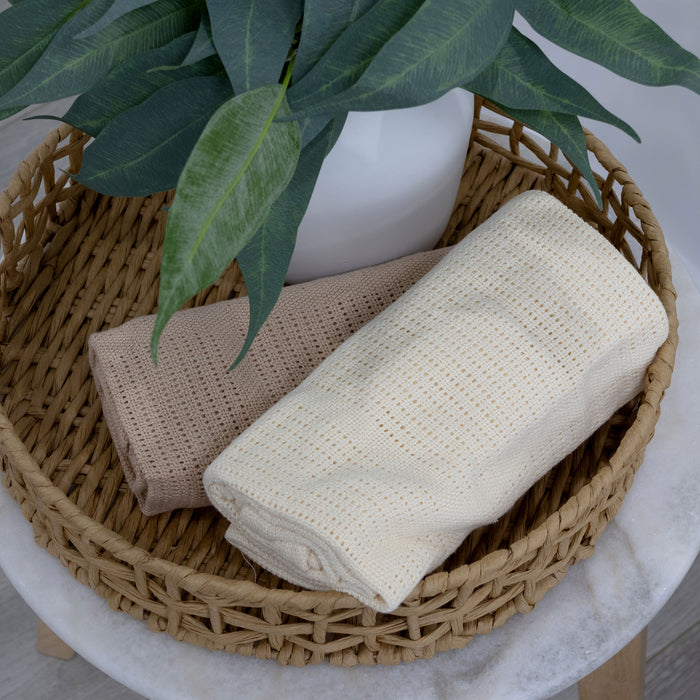 Nordic 2pk Cellular Blanket Vanilla/Latte - Bubba Blue Australia