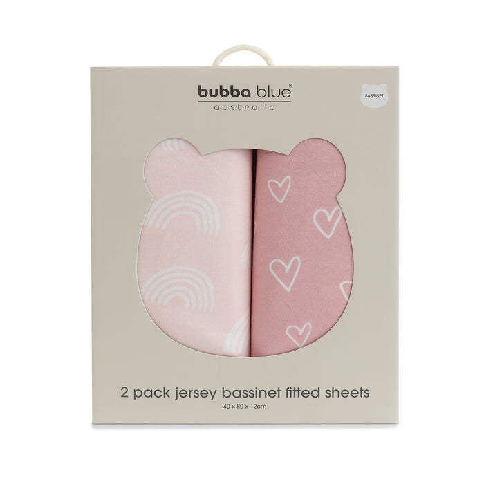Nordic 2pk Jersey Bassinet Fitted Sheets Dusty Berry/Rose - Bubba Blue Australia