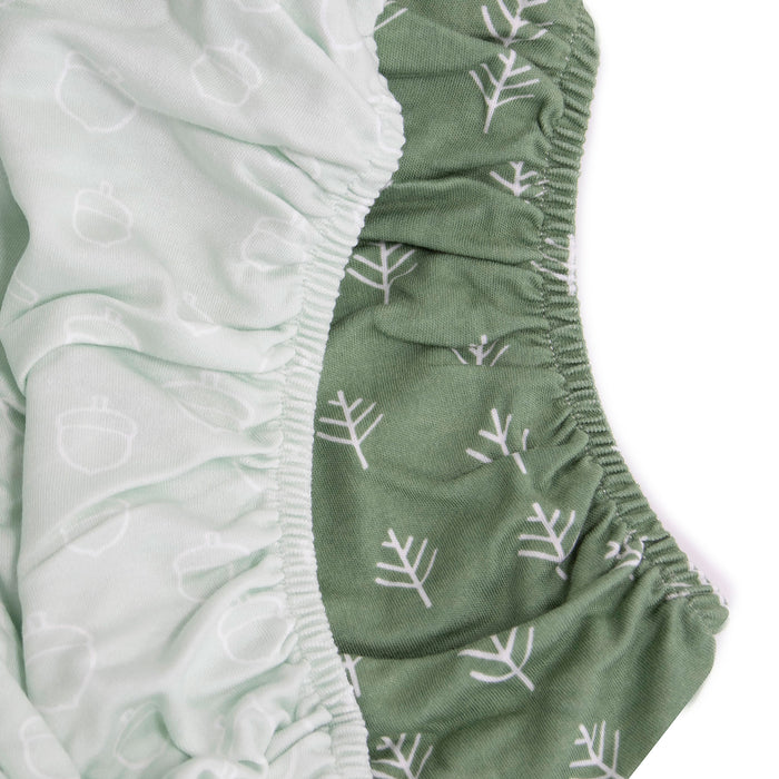 Nordic 2pk Jersey Co Sleeper/Bedside Sleeper Fitted Sheets Avocado/Forest - Bubba Blue Australia