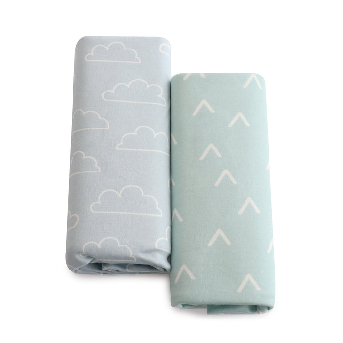 Nordic 2pk Jersey Co Sleeper/Bedside Sleeper Fitted Sheets Dusty Sky/Mint - Bubba Blue Australia