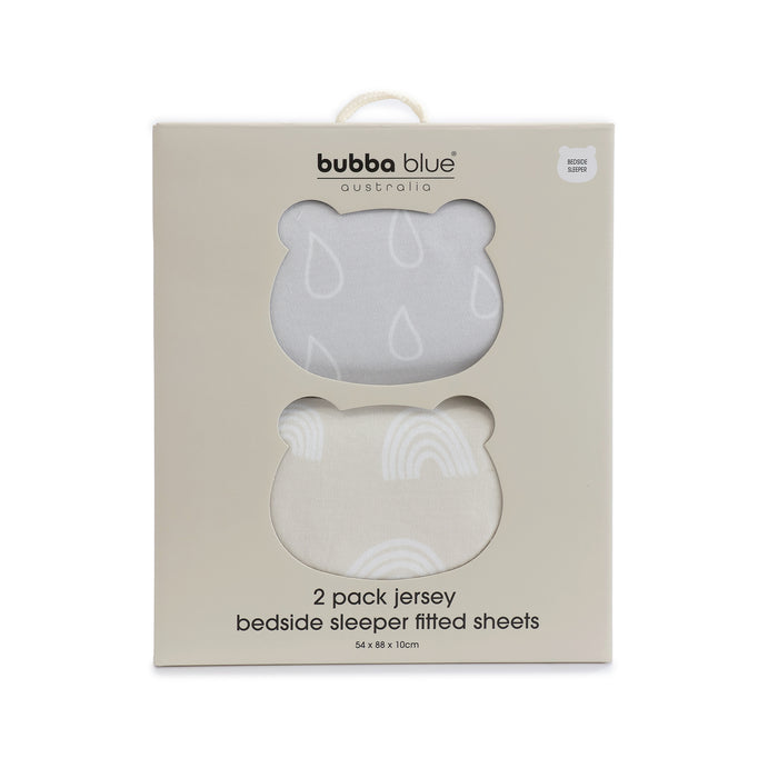 Nordic 2pk Jersey Co Sleeper/Bedside Sleeper Fitted Sheets Grey/Sand - Bubba Blue Australia