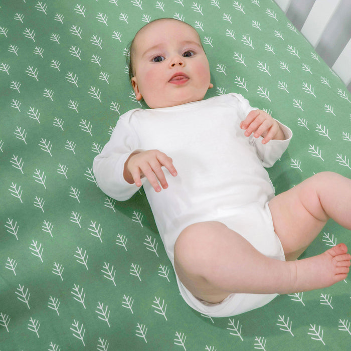 Nordic 2pk Jersey Cot Fitted Sheets Avocado/Forest - Bubba Blue Australia