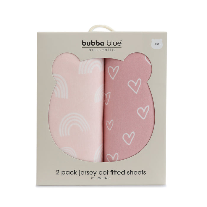 Nordic 2pk Jersey Cot Fitted Sheets Dusty Berry/Rose - Bubba Blue Australia