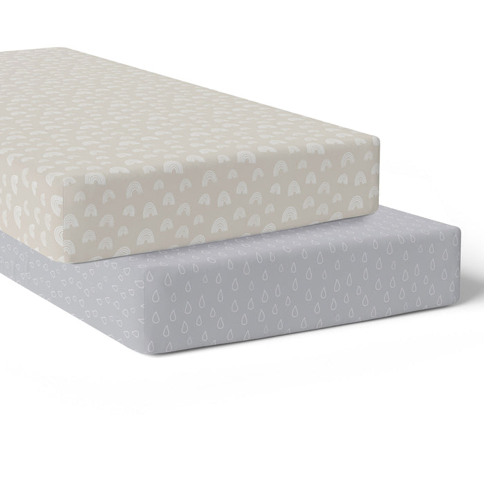 Nordic 2pk Jersey Cot Fitted Sheets Grey/Sand - Bubba Blue Australia