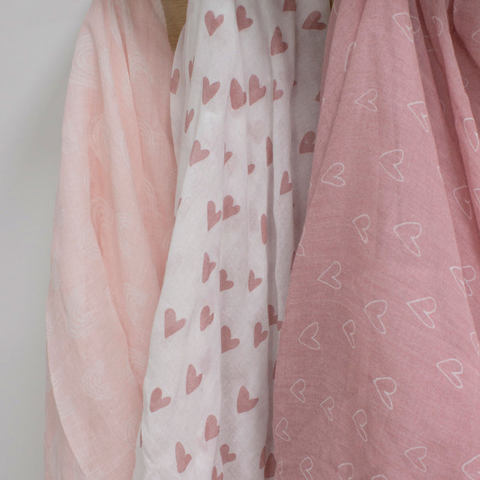 Nordic 3pk Muslin Wraps Dusty Berry/Rose - Bubba Blue Australia