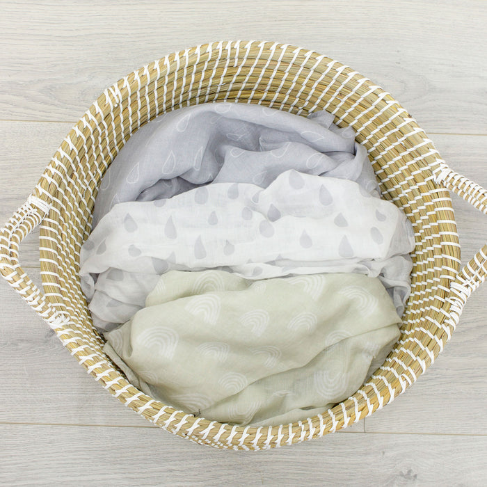 Nordic 3pk Muslin Wraps Grey/Sand - Bubba Blue Australia