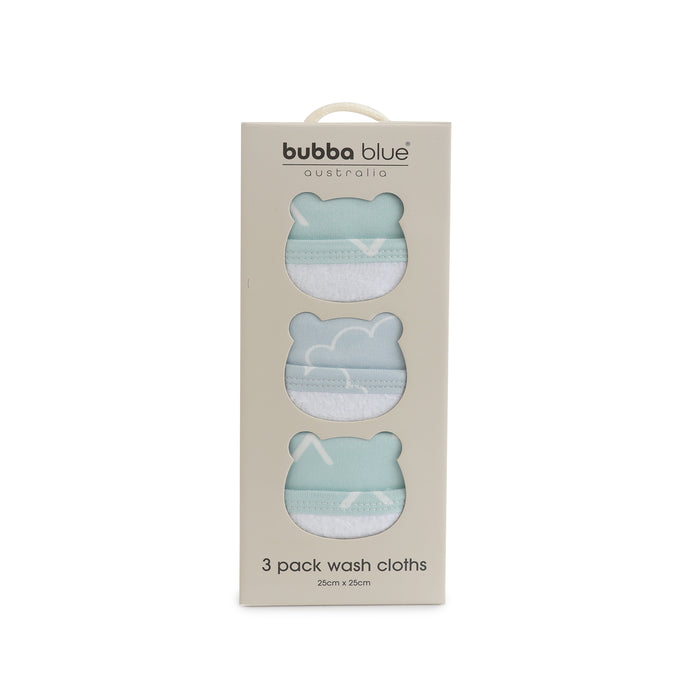 Nordic 3pk Wash Cloth Dusty Sky/Mint - Bubba Blue Australia