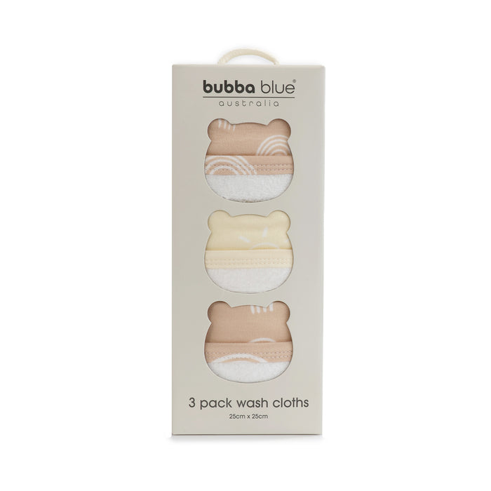 Nordic 3pk Wash Cloth Dusty Vanilla/Latte - Bubba Blue Australia