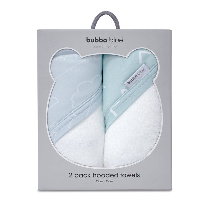 Nordic 2pk Hooded Towel Dusty Sky/Mint - Bubba Blue Australia