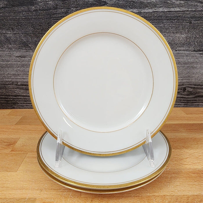 Noritake Goldart 5290 Set of 3 Dinner Plates Gold Trim Band 10.5"
