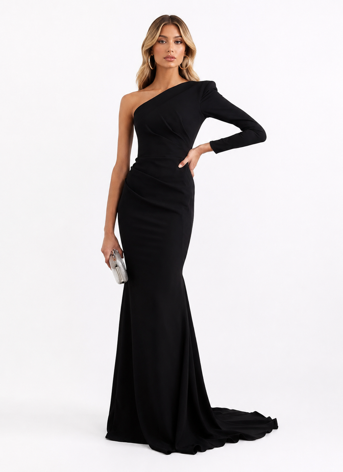 One-Shoulder Mermaid Gown – Noir