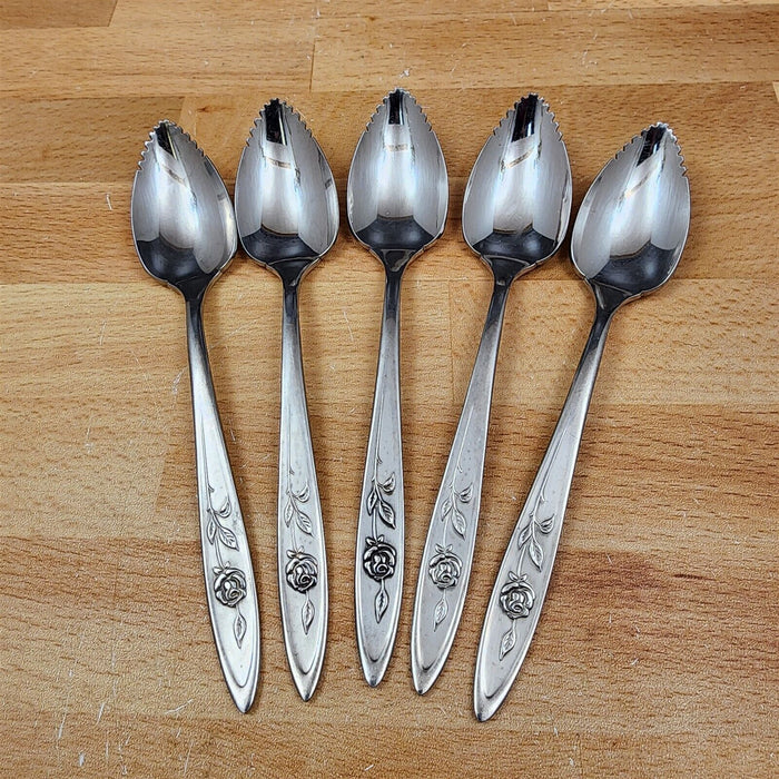 Oneida MY ROSE Grapefruit Spoon Set of 5 Community Stainless Flatware 6" (15cm)