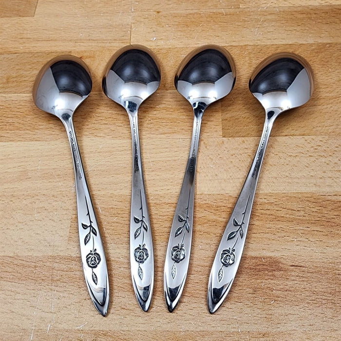 Oneida MY ROSE Soup Spoon Set of 4 Community Stainless Flatware 7 7/8"