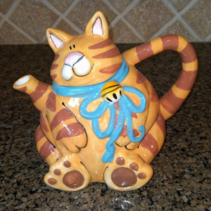 Orange Cat Teapot Animal Ceramics Decor by Blue Sky Clayworks Heather Goldminc