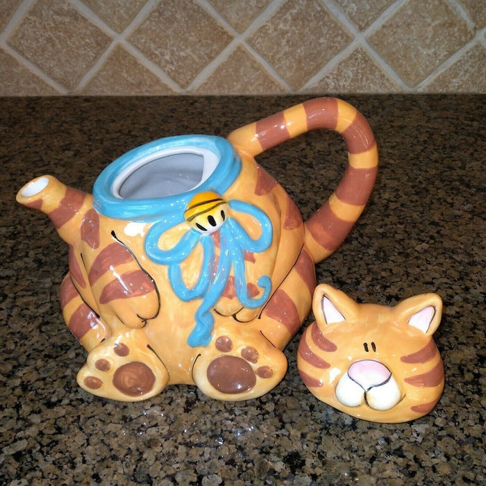 Orange Cat Teapot Animal Ceramics Decor by Blue Sky Clayworks Heather Goldminc