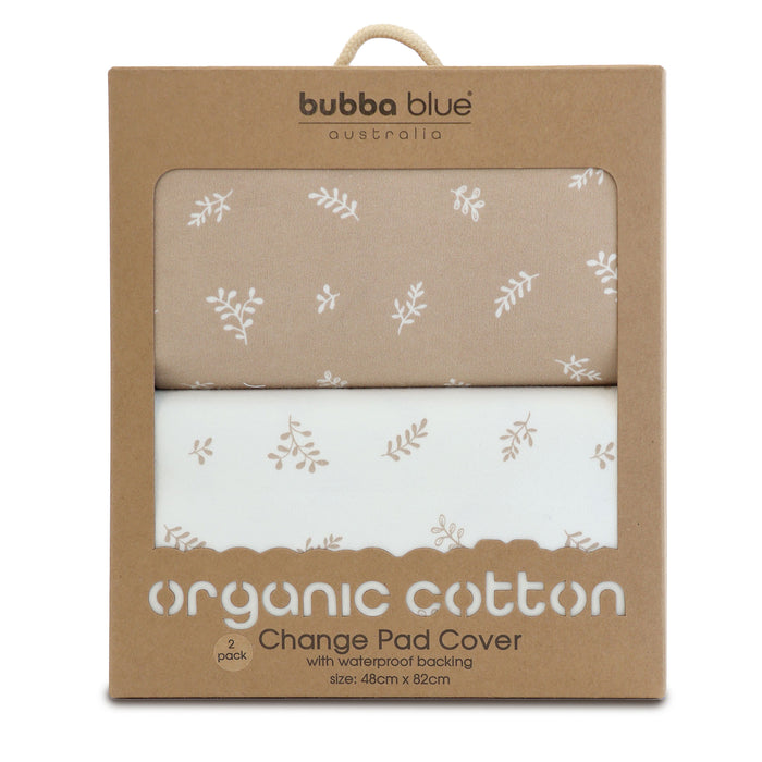 Organic 2pk Waterproof Change Pad Covers - Chestnut - Bubba Blue Australia