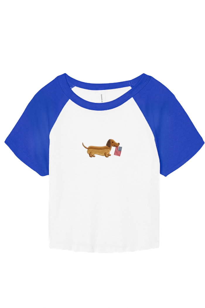 Patriotic Weiner Dog Raglan Graphic Tee - FINAL SALE