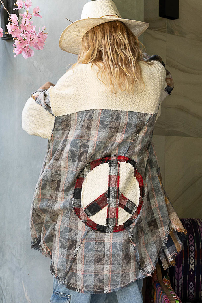 Peace Color Block Flannel
