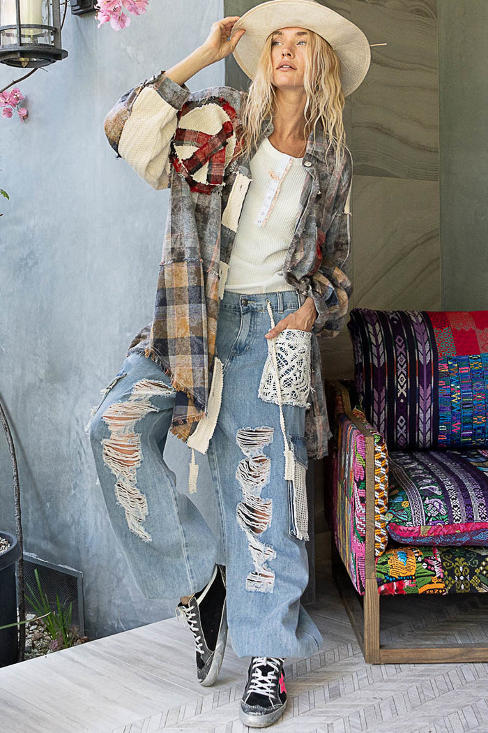Peace Color Block Flannel