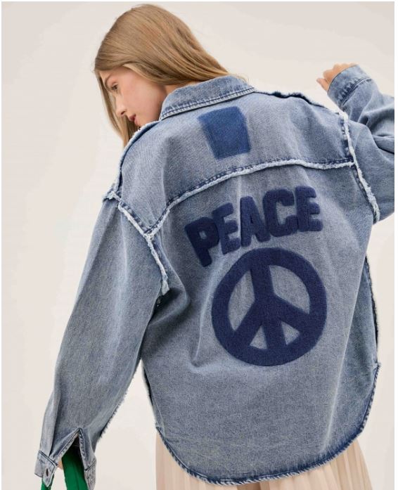 Peace Embroidered Denimm Jacket