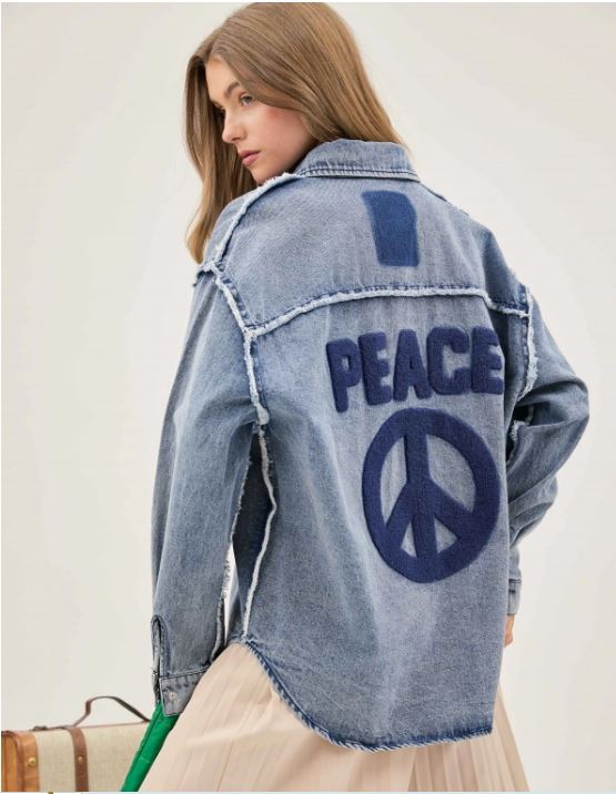 Peace Embroidered Denimm Jacket