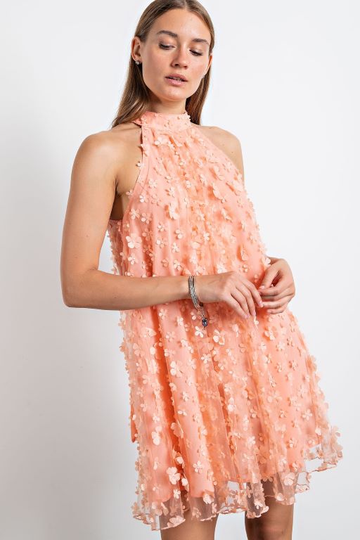 Peach Flower Patch Dress
