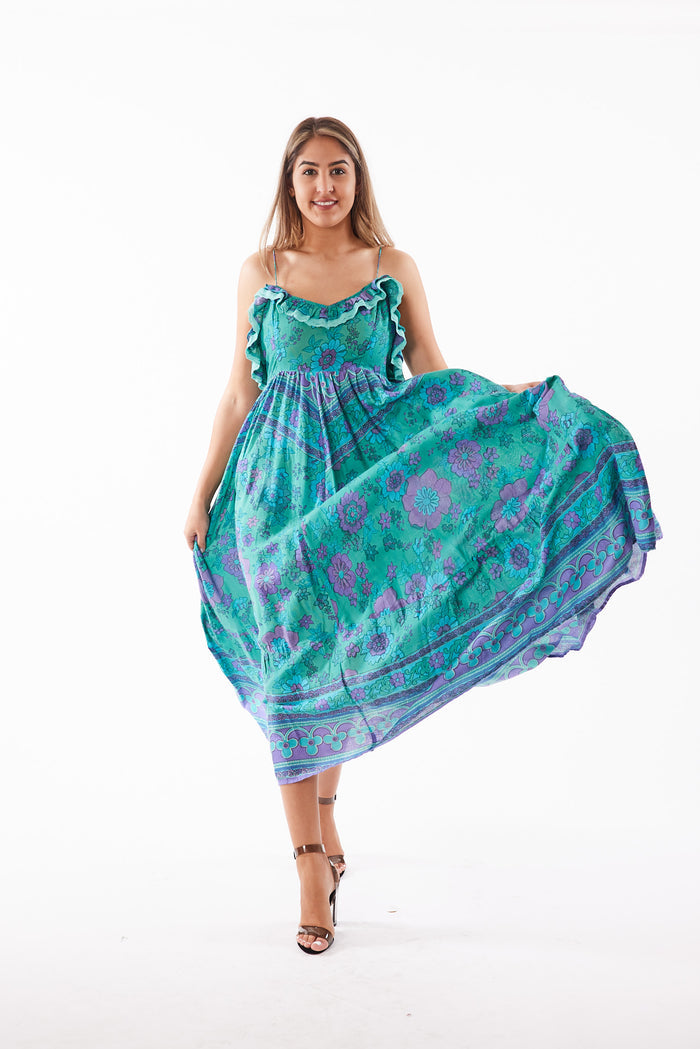 Peacock lurex dress