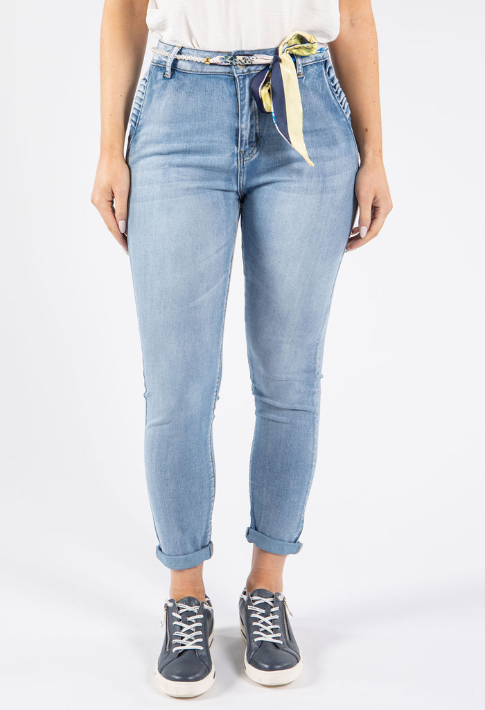 Pearl Satin Belt Detail Jeans