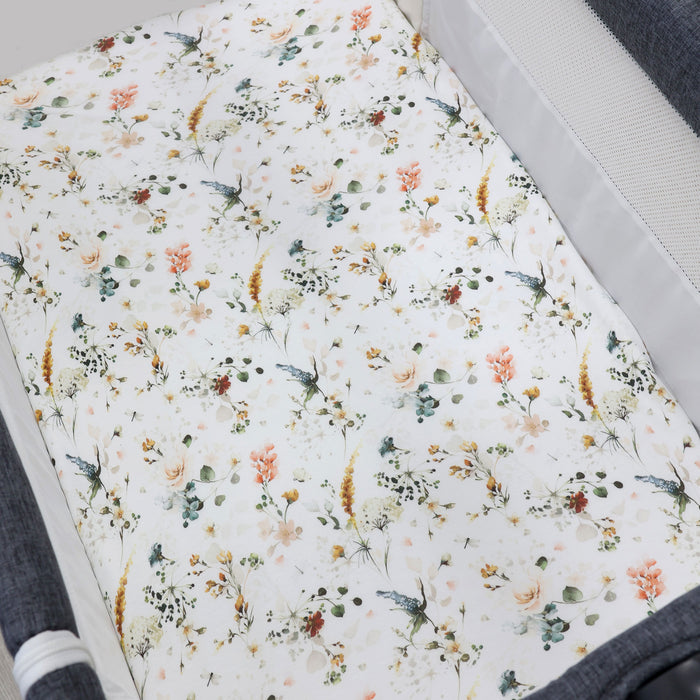 Peonies Bamboo 2pk Jersey Co Sleeper/Bedside Sleeper Fitted Sheets - Bubba Blue Australia