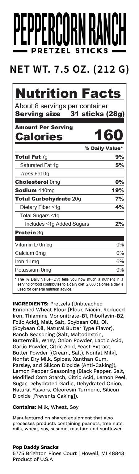 Peppercorn Ranch Seasoned Pretzels 7.5oz