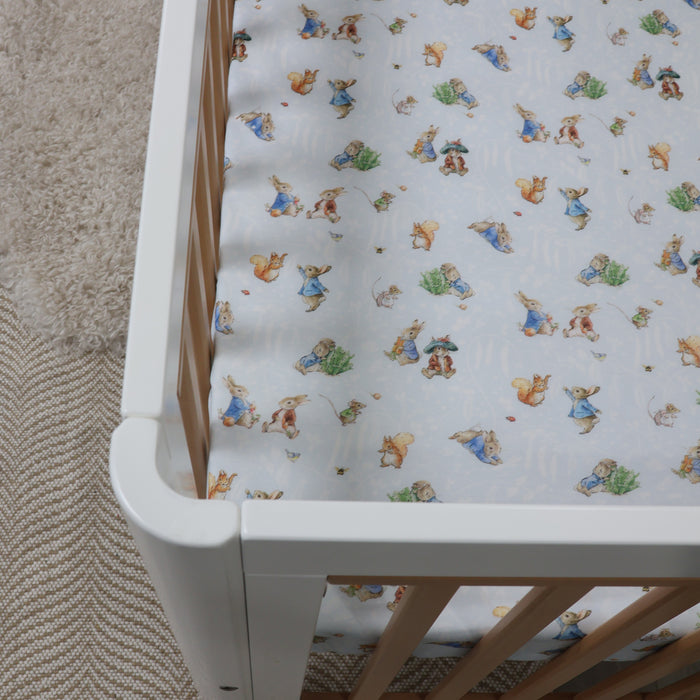 Peter Rabbit & Benjamin Bunny Cot Fitted Sheet - Bubba Blue Australia