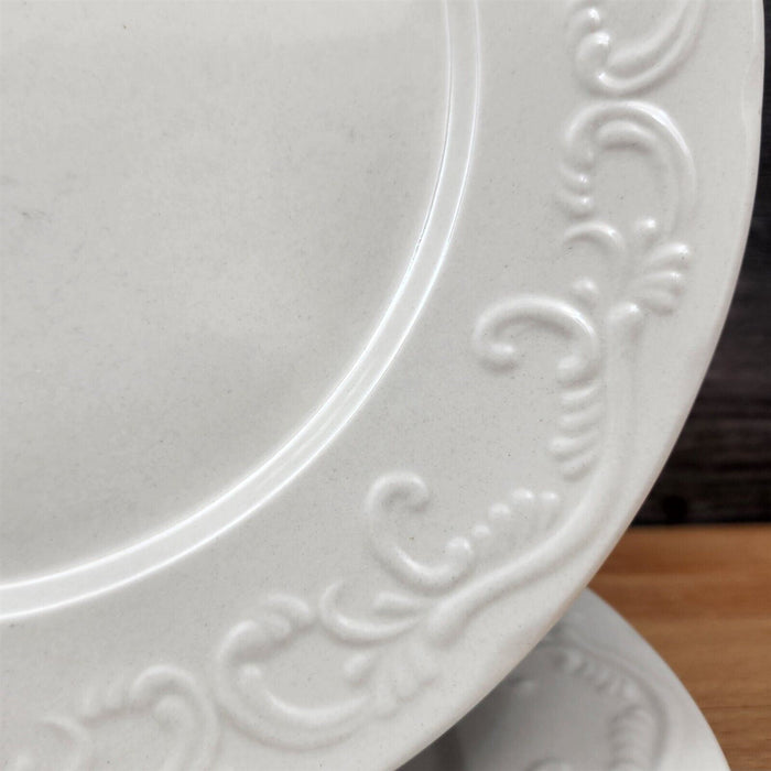 Pfaltzgraff Charlotte Set of 4 Salad Plate 7â€ 19cm Embossed White Stoneware