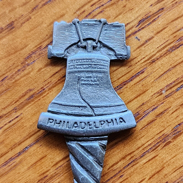 Philadelphia Liberty Bell Collectible Travel Souvenir Spoon 4" Pewter Colonial