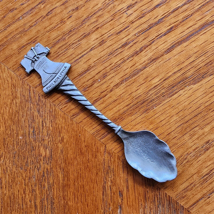 Philadelphia Liberty Bell Collectible Travel Souvenir Spoon 4" Pewter Colonial