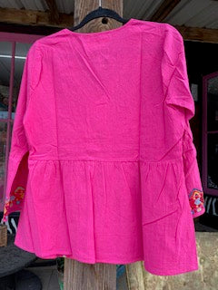 Pink Bell-sleeve Blouse