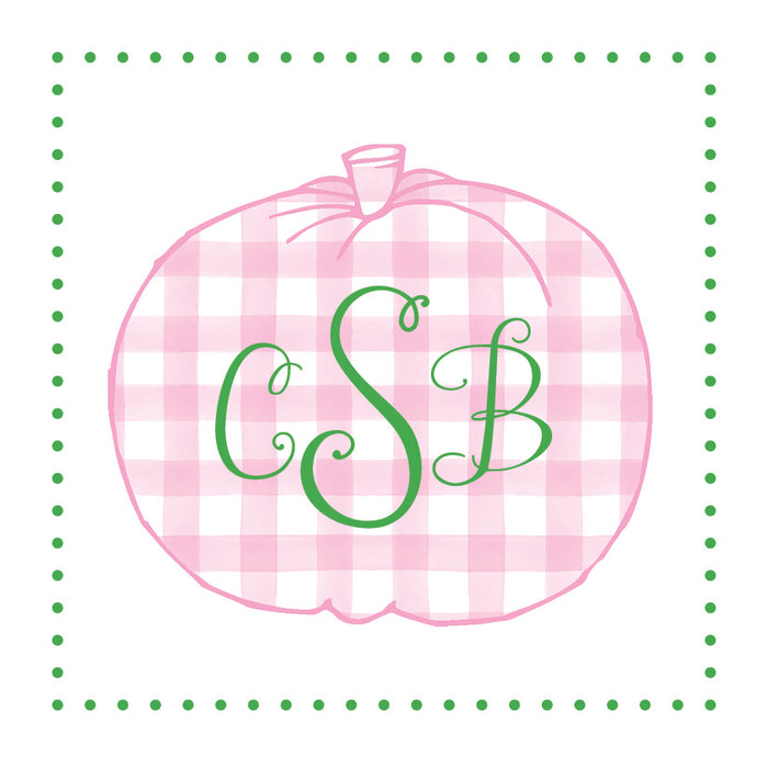 Pink Gingham Pumpkin with monogram