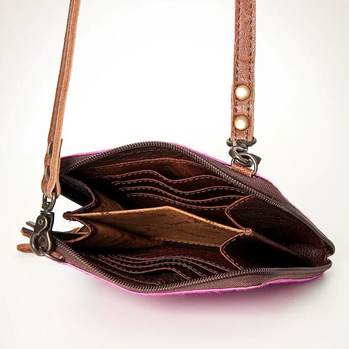 Pink Print Crossbody Spaghetti Leather Bag
