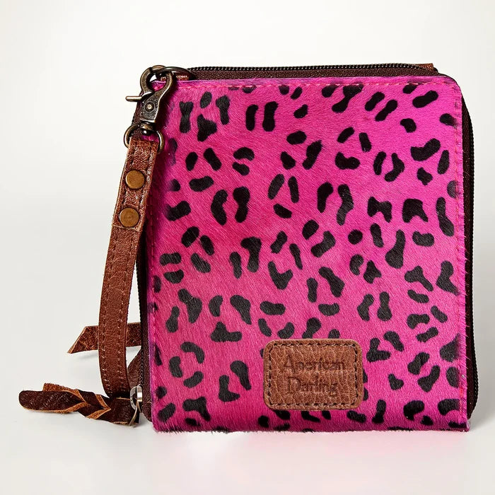 Pink Print Crossbody Spaghetti Leather Bag
