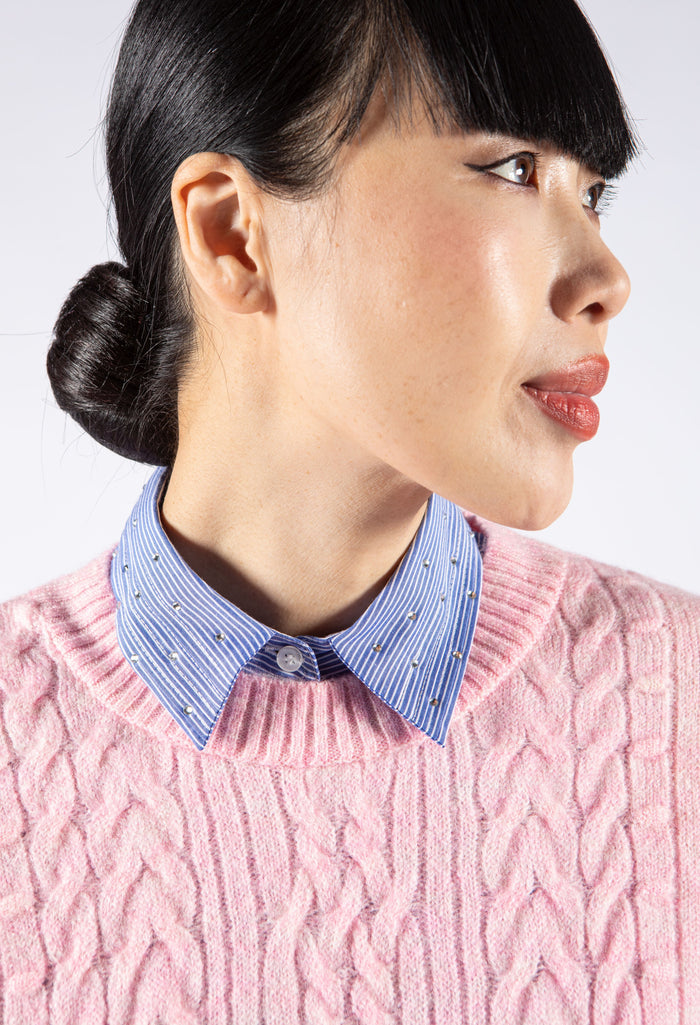 Pinstripe Diamante Collar Bib