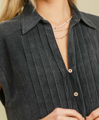 Pintucked Mineral Washed Midi Dress (2 Colors)