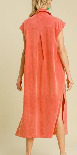 Pintucked Mineral Washed Midi Dress (2 Colors)