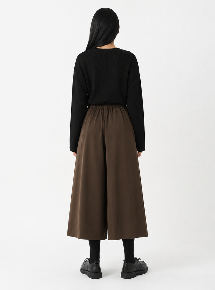 Pleated Wrap Culotte Pants – Mocha