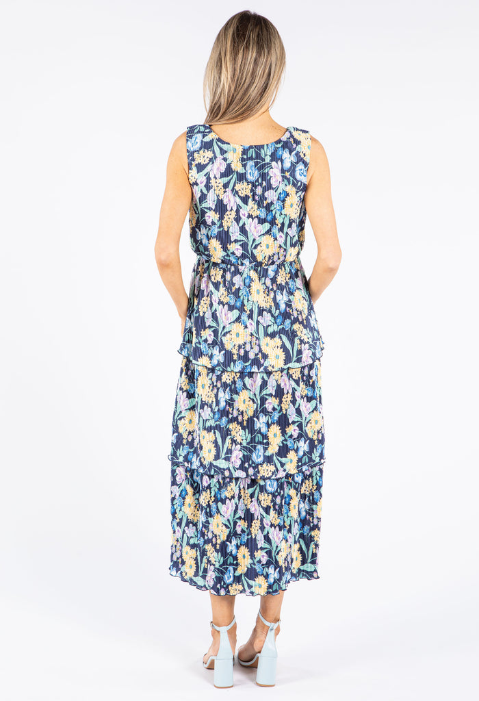Plisse Blossom Midi Dress