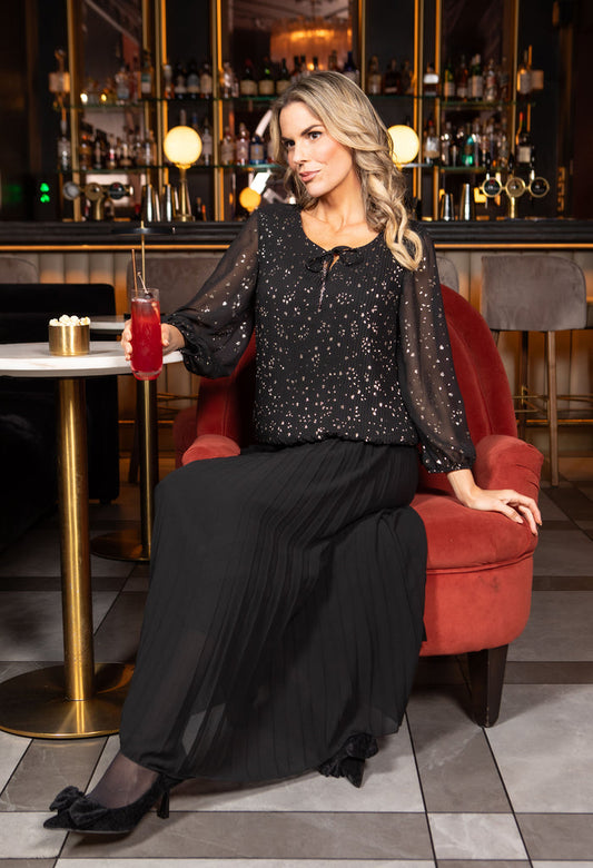 Plisse Pleated Floral Blouse